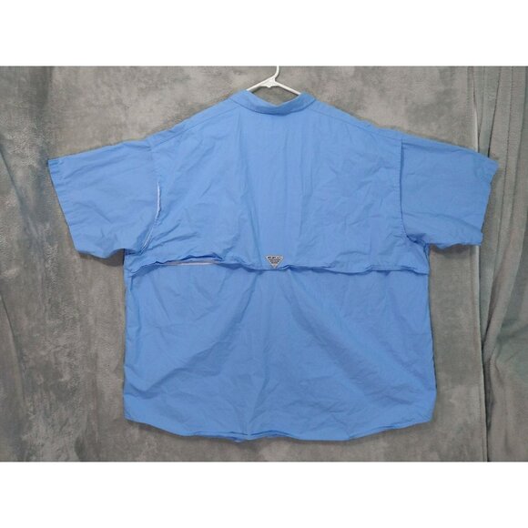 Columbia Shirt Mens 4X Blue PFG Bonehead Short Sleeve Fishing Vented Cotton - Picture 2 of 8